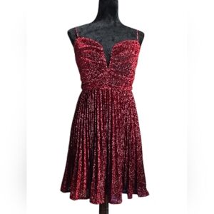Lulu's Glittering Red Prom Dress